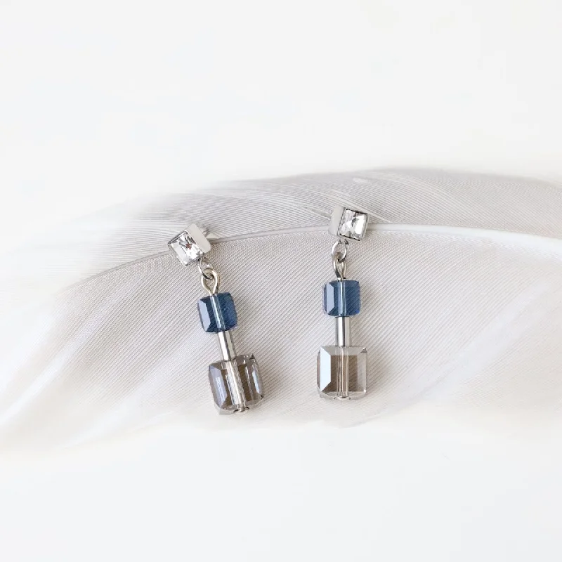 Minimalist Blue Geo Cube Earring