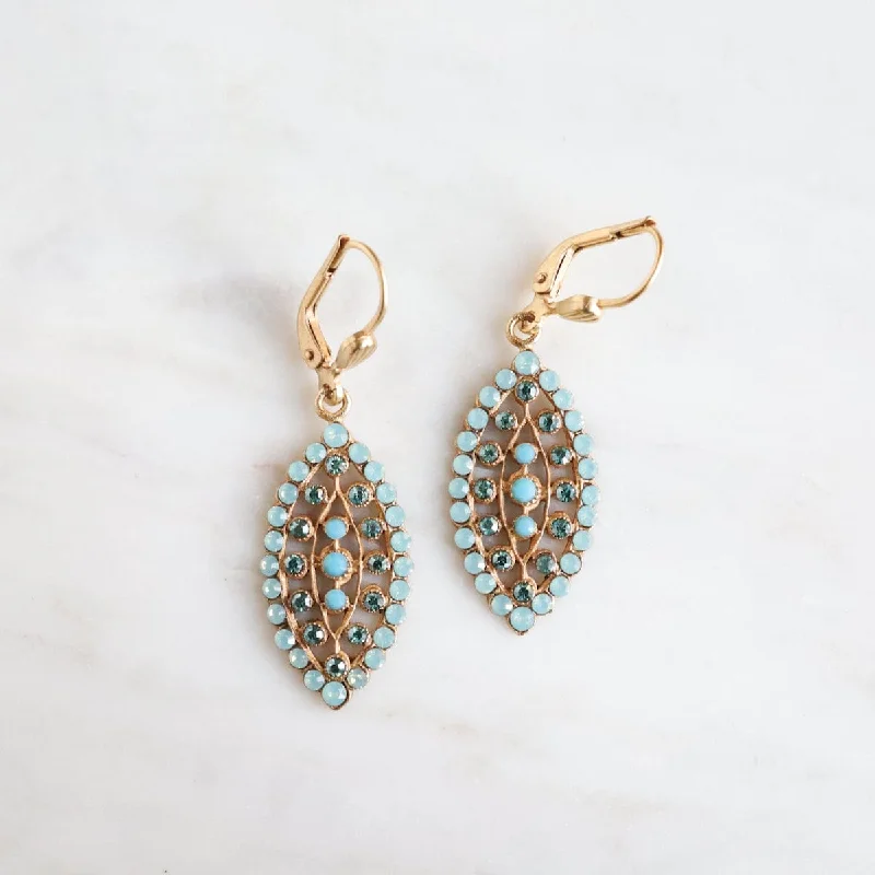 Gold Pacific Opal Filigree Marquise Earrings