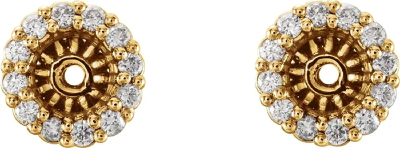 Diamond Cluster Earring Jackets,14k Yellow Gold (5.1 MM) (0.16 Ctw, G-H Color, I2 Clarity)