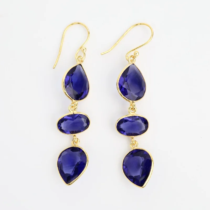 Blue Iolite Geometric Earrings