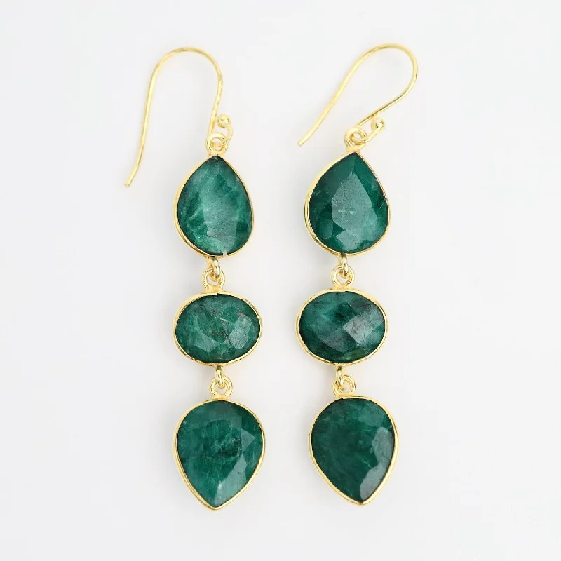 Natural Green Sillimanite Dangle Earrings