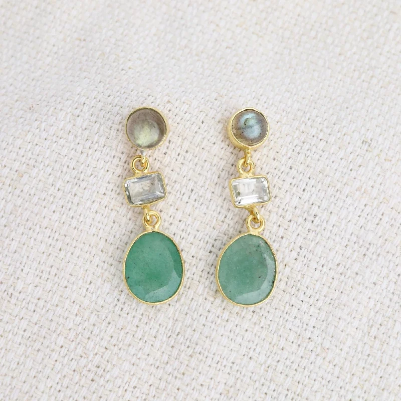 Labradorite, Aventurine & Green Amethyst Earrings