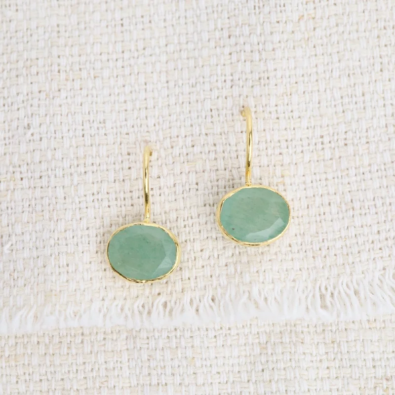 Oval Green Aventurine Earrings