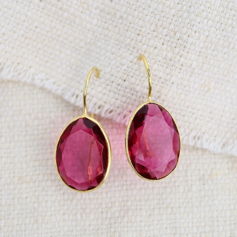 Oval Pink Tourmaline Earrings