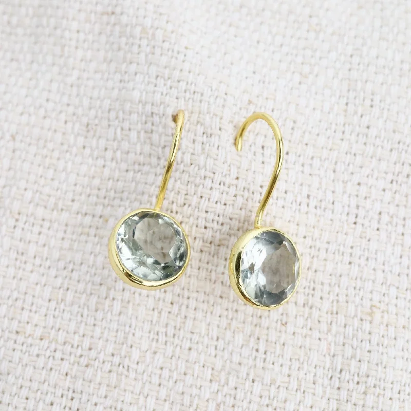 Round Natural Green Amethyst Earrings