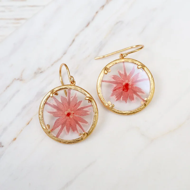 Phlox Small Glass Botanical Earrings - 18K Gold Vermeil