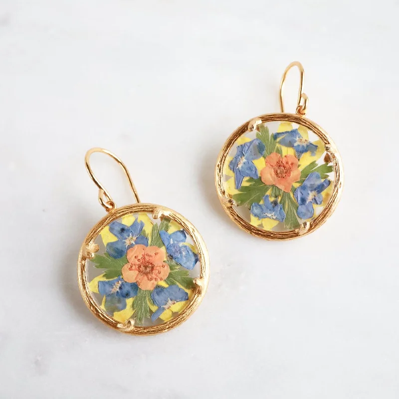 Small Botanical Mandala Earrings - 18k Gold Vermeil