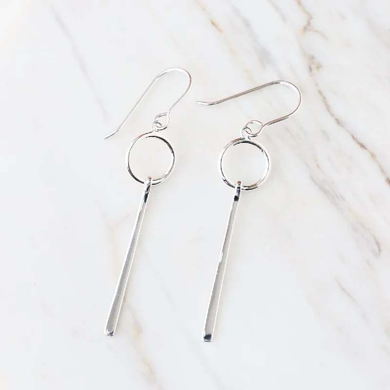 Circle with Hanging Bar Earrings