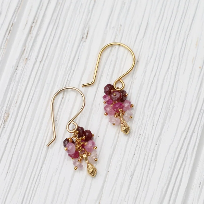 Seed Pod Cluster Earring - Ruby