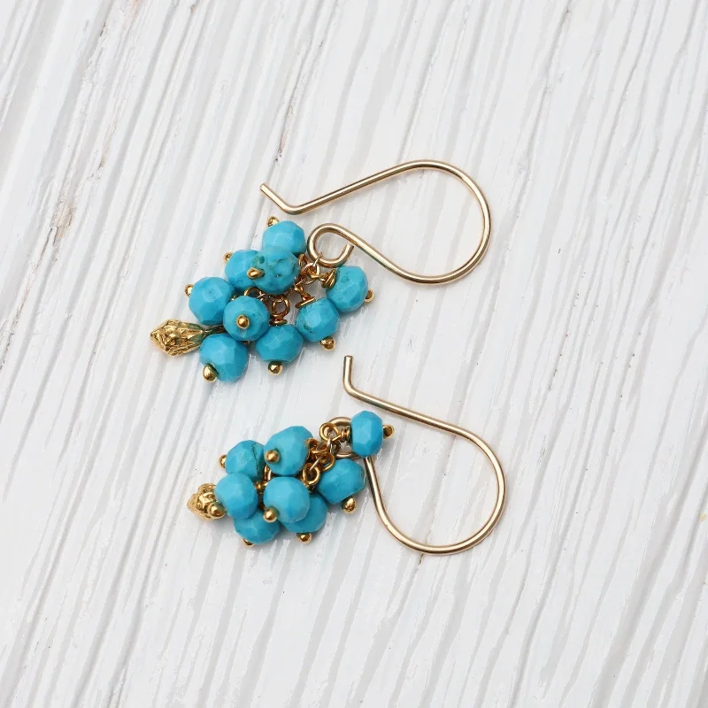 Seed Pod Cluster Earring - Turquoise