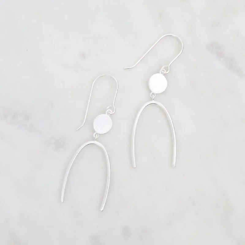 Dot & Arc Hook Earring - Brushed Sterling Silver