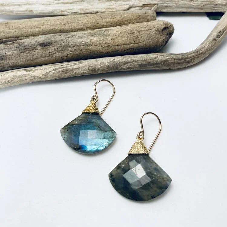 Labradorite Fan Earrings