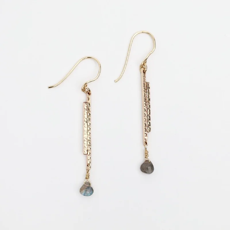 Double Bar Earrings with Labradorite