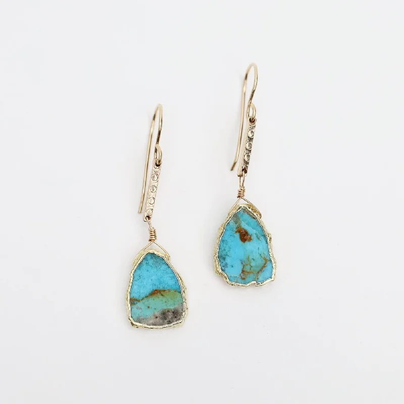 Bar with Turquoise Slice Earrings