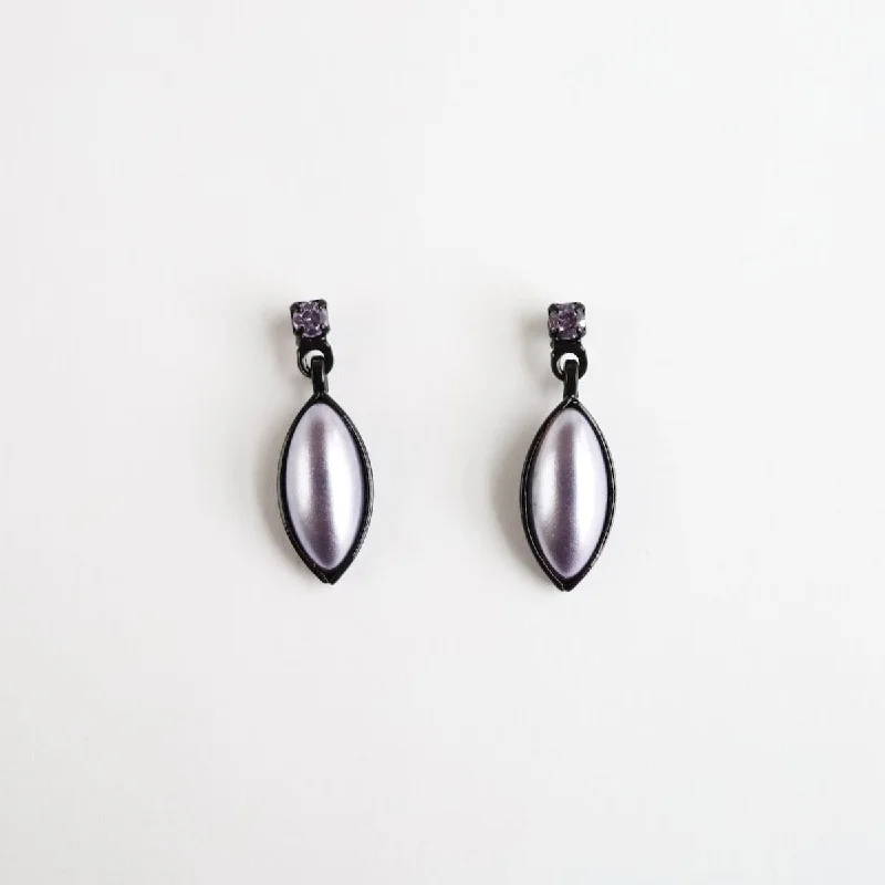 Iridescent Purple Grey Single Leaf Post Earring