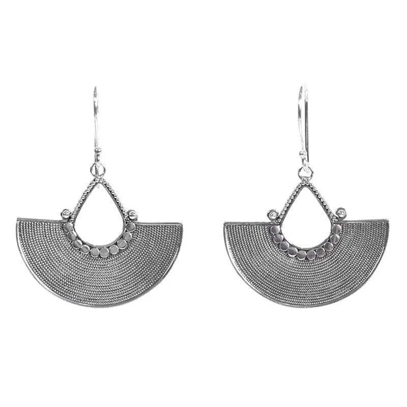 Braided Sterling Silver Half Disc Earring