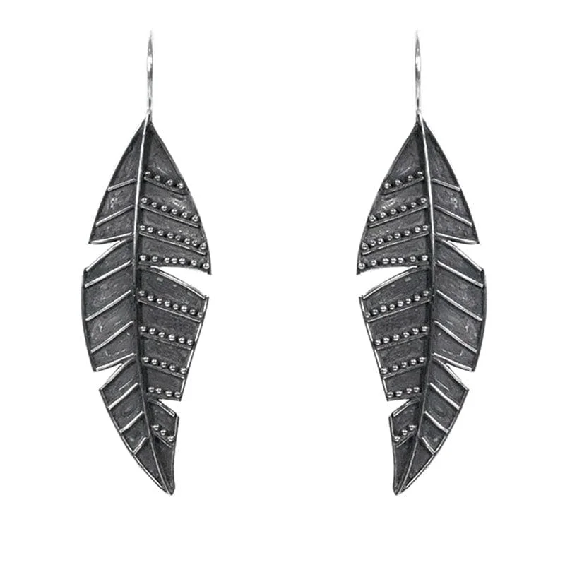 Long Sterling Silver Leaf Earring