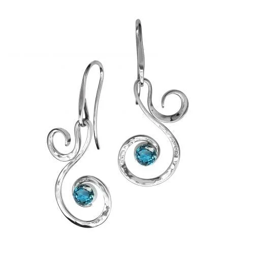 Blue Topaz Fiddlehead Earring