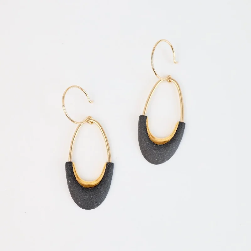 Matte Black Eden Oval Earrings