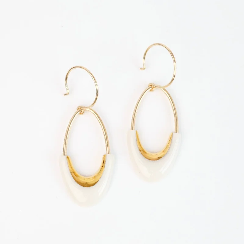 White Eden Oval Earrings