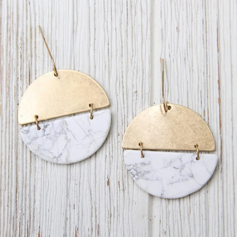 Scout Stone Full Moon Earring - Howlite/Gold