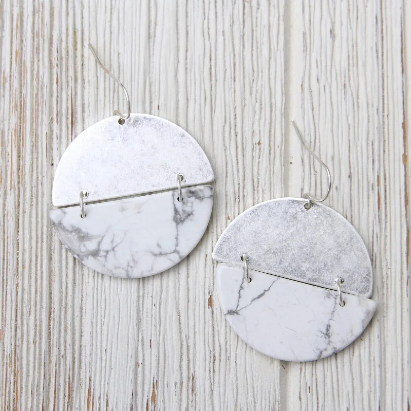 Scout Stone Full Moon Earring - Howlite/Silver