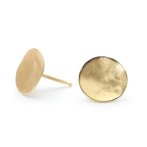 Hammered Concave Gold Disc Earrings