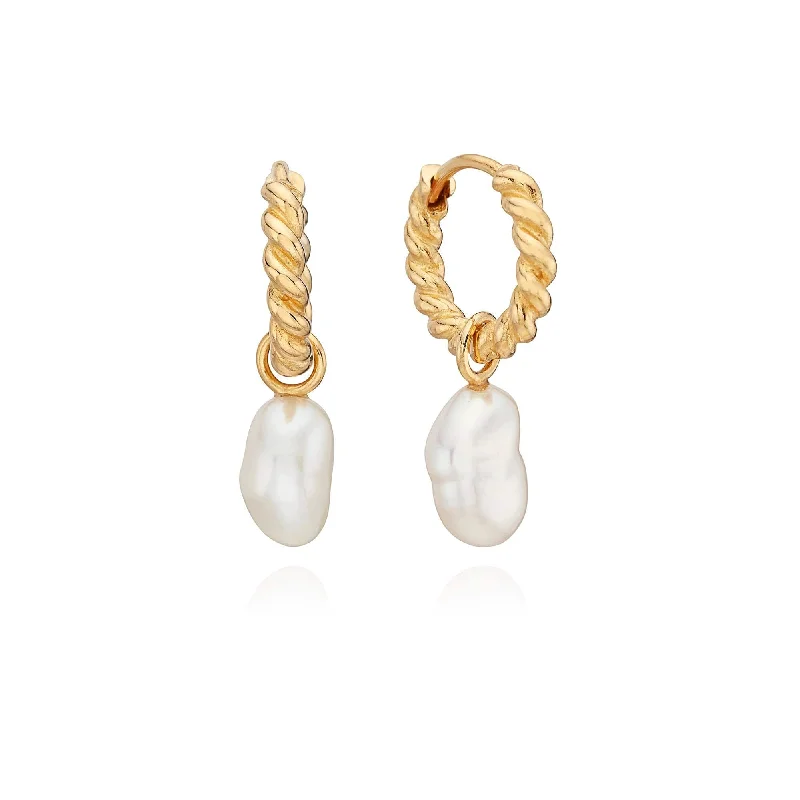 Keshi Pearl Charm Twisted Mini Earrings