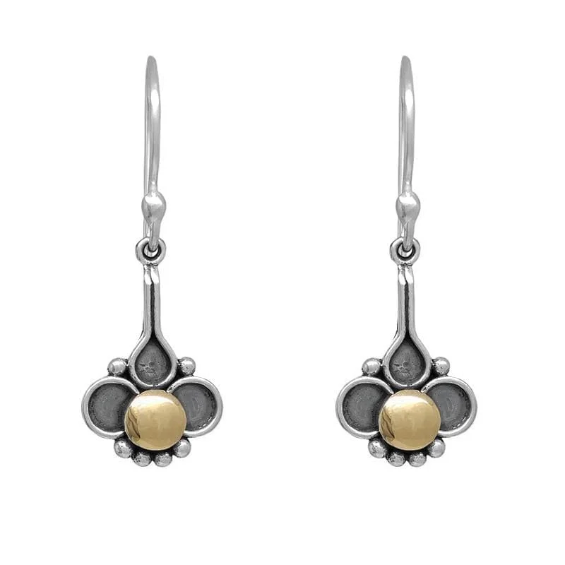 Sterling Silver & 22k Gold 3 Petal Dangle Earring