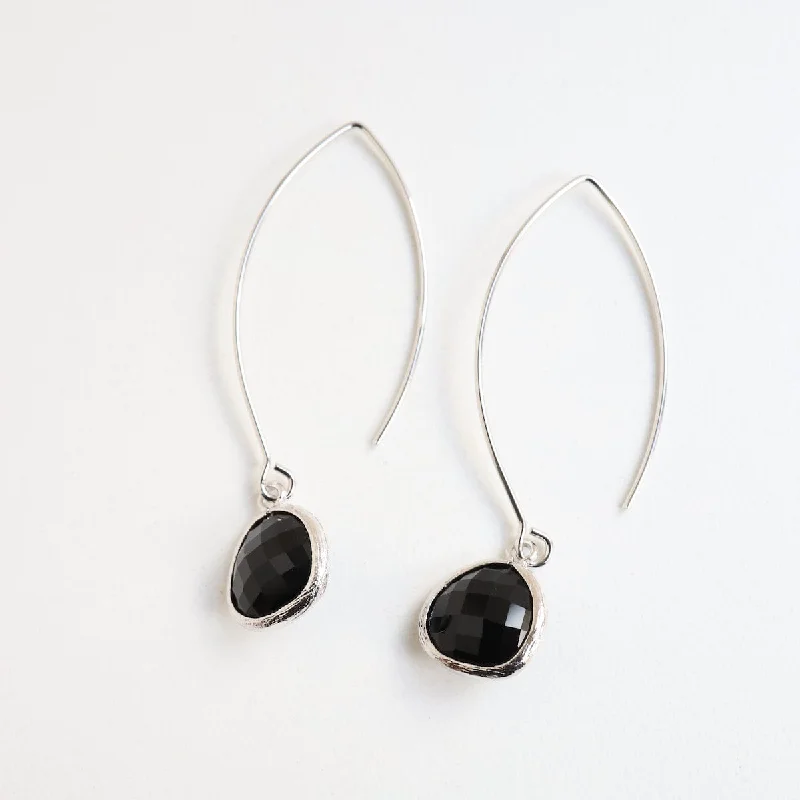 Silver Black Crystal Earring