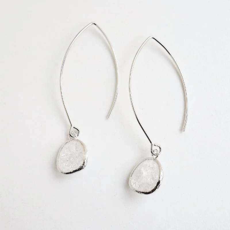 Silver Clear Rock Crystal Dangle Earring