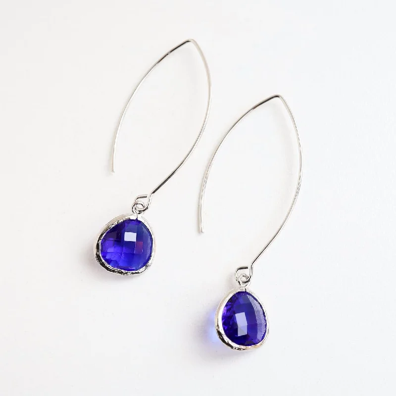 Silver Cobalt Blue Crystal Earring