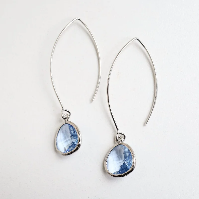 Silver Cornflower Blue Crystal Earring