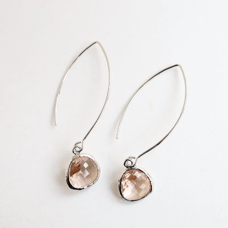 Silver Peach Crystal Earring