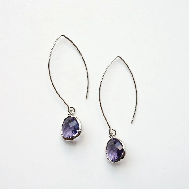 Silver Plum Crystal Earring