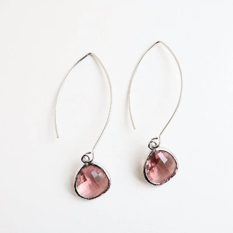 Silver Wine Crystal Earring