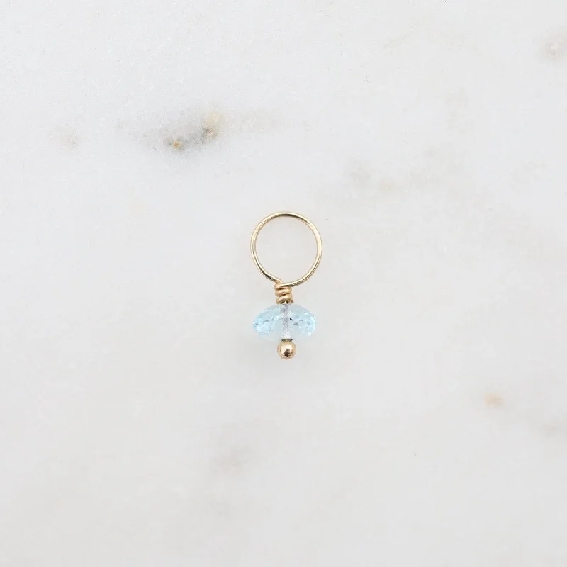 Blue Topaz -  Faceted Rondelle Gemstone on 14k Gold Wire