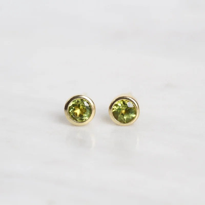 Mini Peridot Dot Post Earring ~ Gold Plated