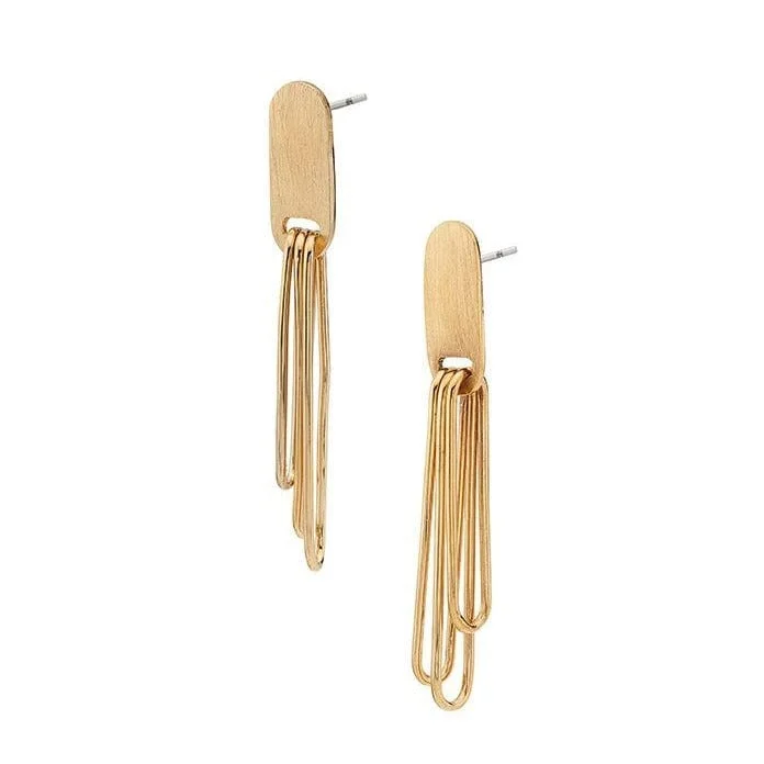 Ellipse Dangle Earrings- Gold Plated Brass