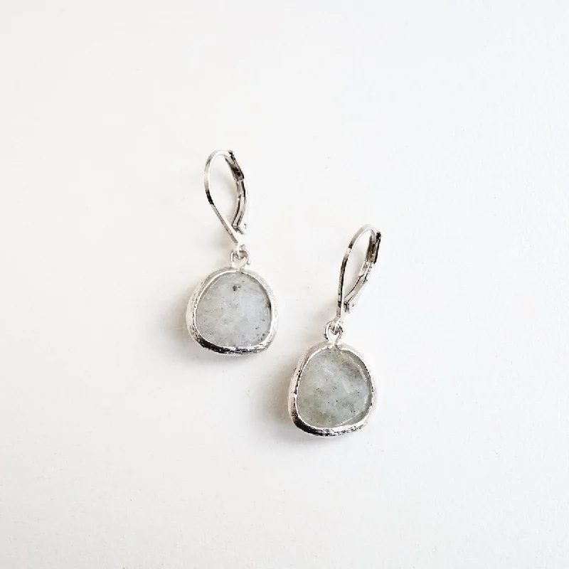 Silver Labradorite Lever Back Earring