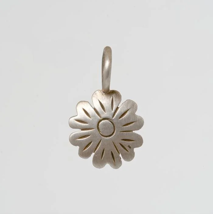 Hand Etched Flower Charm