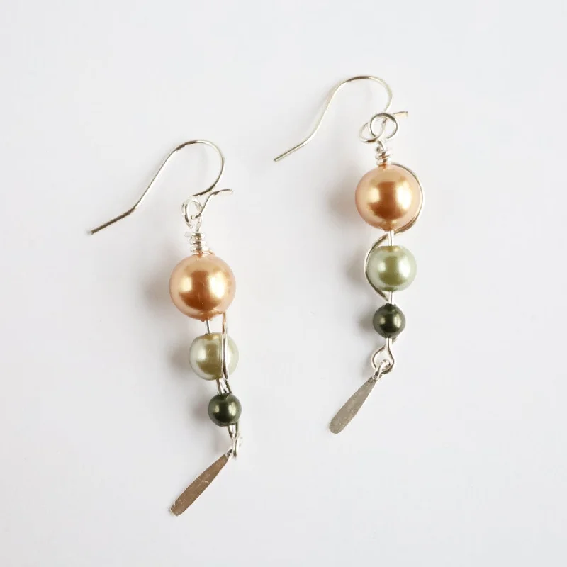 One Long Climb Green & Gold Pearl Earring - Sterling Silver