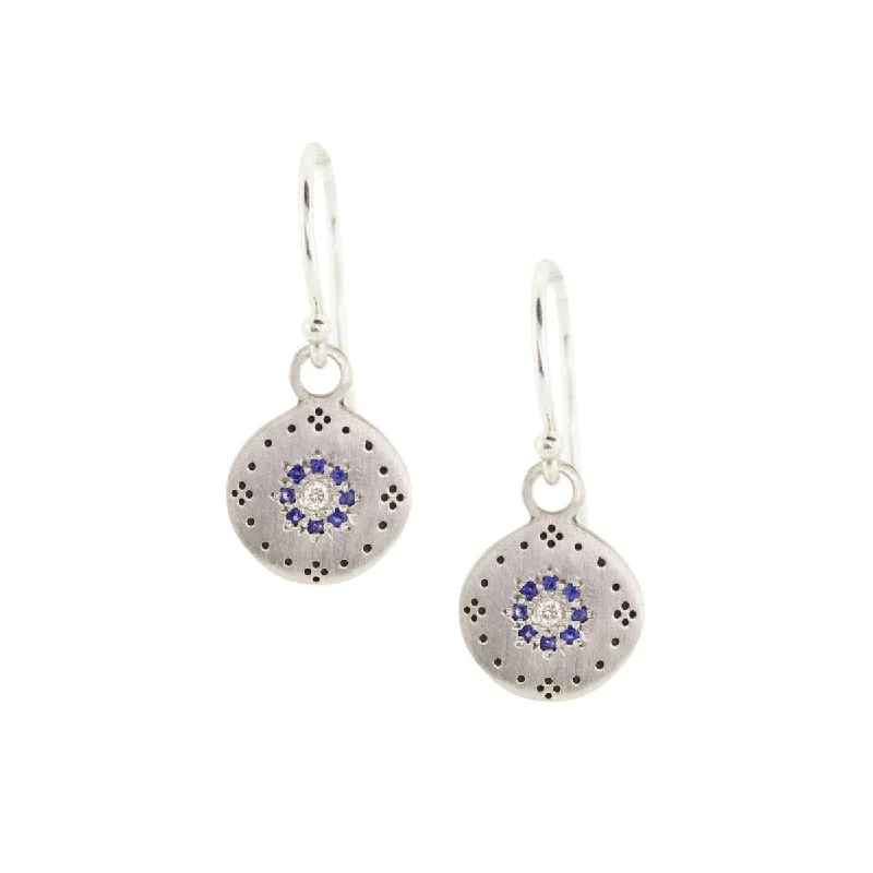 Blue Sapphire Small Cluster Earrings