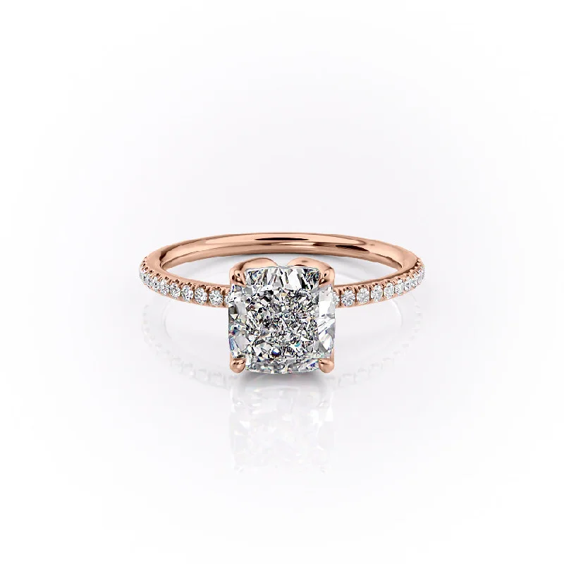 The Pave Lisa Set With A 2.5 Carat Cushion Moissanite