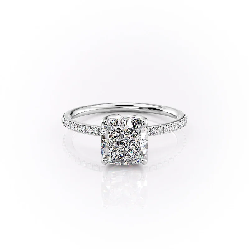 The Pave Lisa Set With A 1.5 Carat Cushion Moissanite