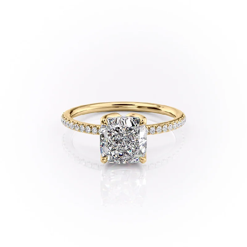 The Pave Lisa Set With A 1.5 Carat Cushion Moissanite