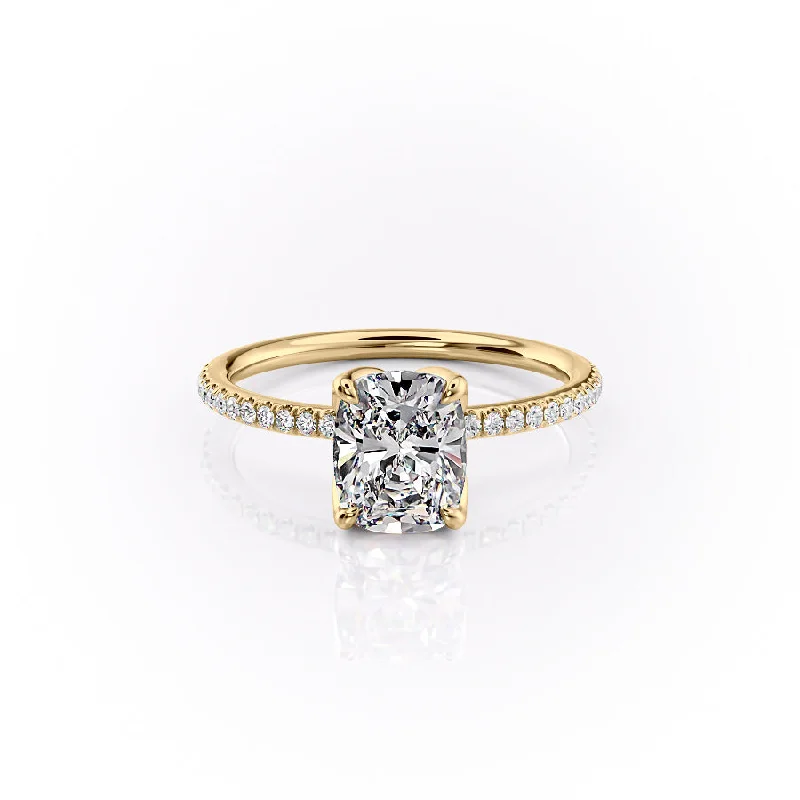 The Pave Lisa Set With A 1.5 Carat Elongated Cushion Moissanite