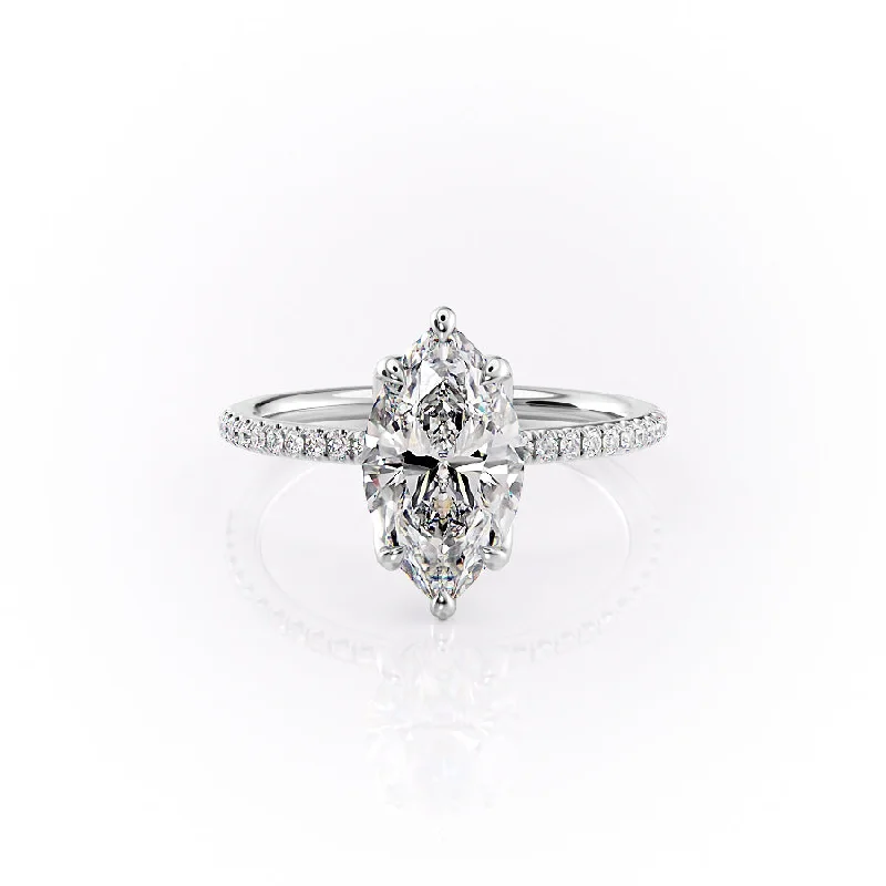 The Pave Lisa Set With A 1.5 Carat Marquise Moissanite