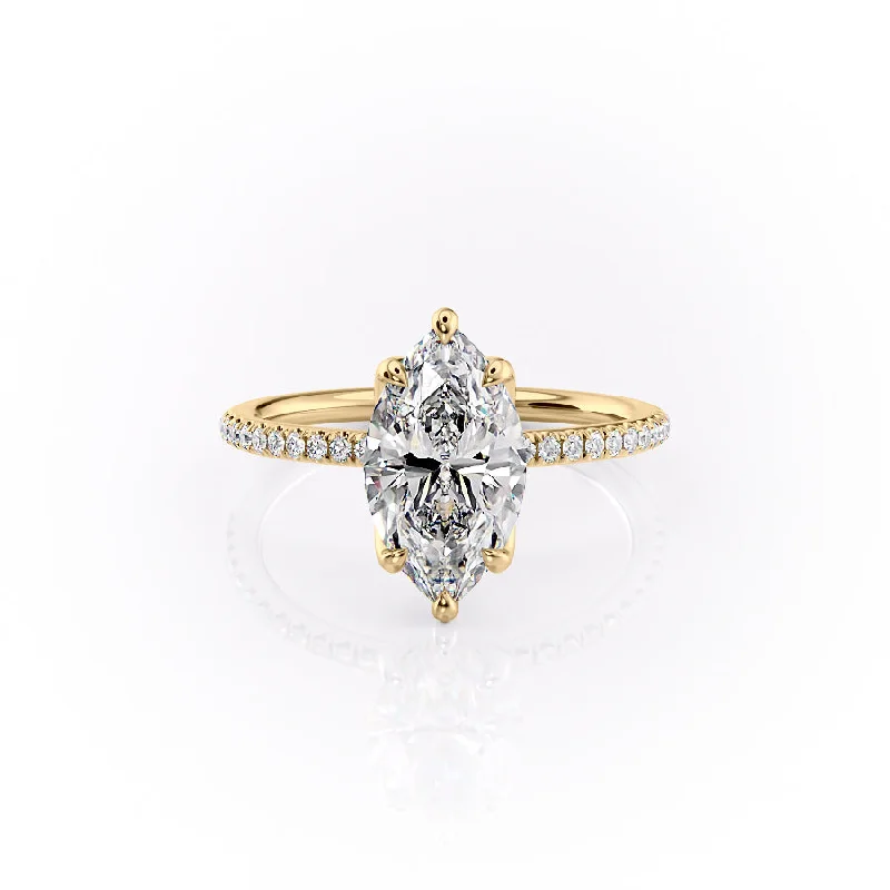 The Pave Lisa Set With A 4 Carat Marquise Moissanite