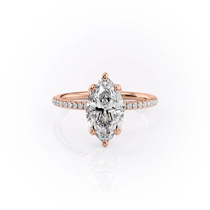 The Pave Lisa Set With A 3.5 Carat Marquise Moissanite